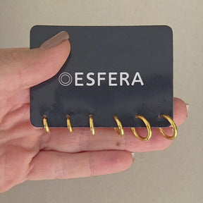 Trio de Argolinhas Lisas (PP, P e M) Banhadas a Ouro 18k