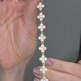 Pulseira Trevo em Flor Cravejada Banhada a Ouro 18k