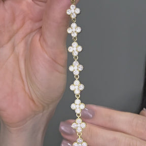 Pulseira Trevo em Flor Cravejada Banhada a Ouro 18k
