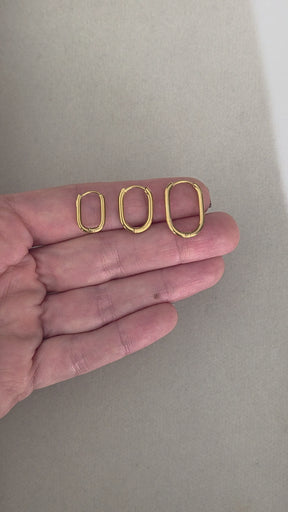 Brinco Argolinha Lisa Oval (G) Banhada a Ouro 18k
