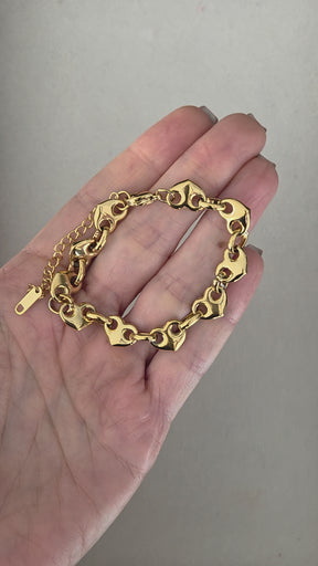 Pulseira Corações em 3d Banhada a Ouro 18k