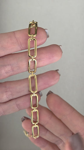 Pulseira Elos Retangulares Banhada a Ouro 18k