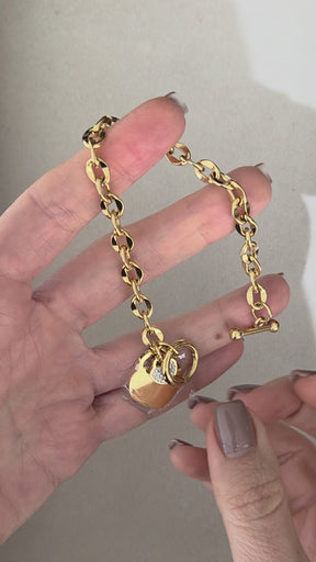 Pulseira Amor com Fecho T Banhada a Ouro 18k