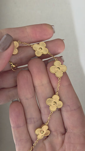 Pulseira Trevos Dourados Banhada a Ouro 18k