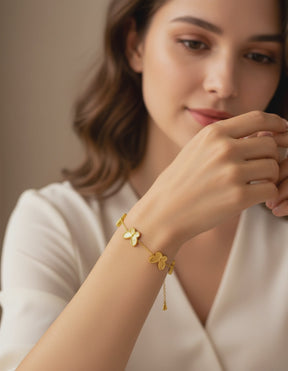 Pulseira Borboletas Banhada a Ouro 18k