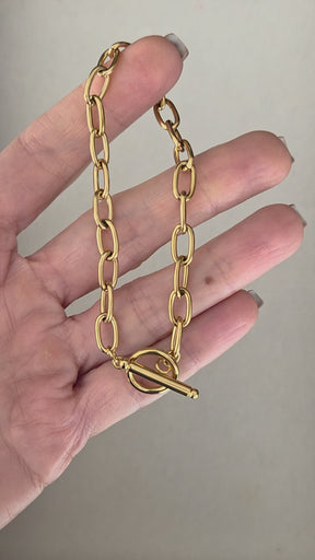 Pulseira Elos Ovais Banhada a Ouro 18k