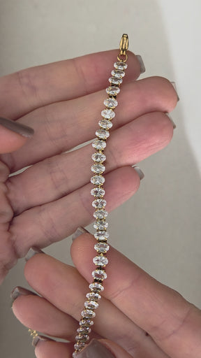 Pulseira Riviera Navete Banhada a Ouro 18k