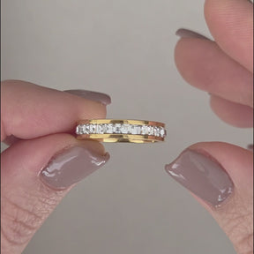 Anel Aliança/Aparador Cravejada Banhado a Ouro 18k