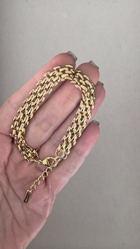 Pulsera Corrente de Relógio Banhada a Ouro 18k