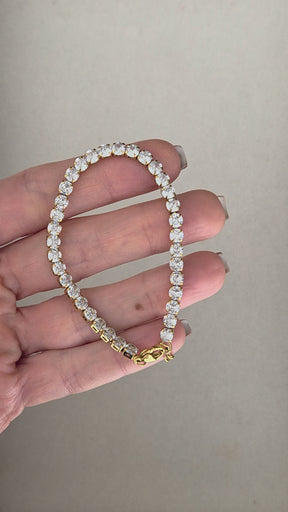 Pulseira Riviera 4mm Banhada a Ouro 18k
