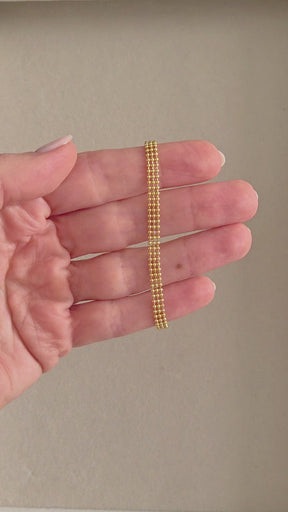 Pulseira 3 Fios com Mini Bolinhas Banhada a Ouro