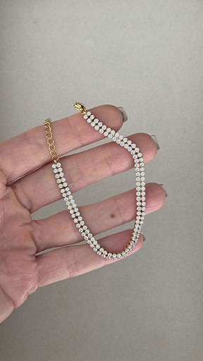 Pulseira Riviera Fileira Dupla Banhada a Ouro 18k