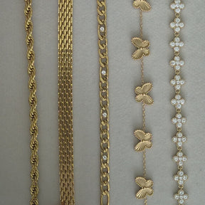 Pulseira Malha Achatada 8mm Banhada a Ouro 18k
