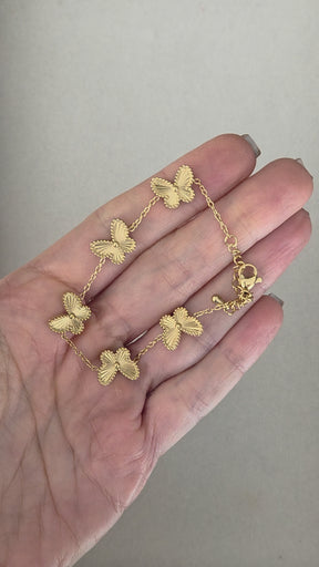 Pulseira Borboletas Banhada a Ouro 18k