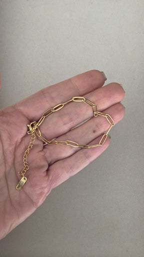 Pulseira Elos Achatados Finos Banhada a Ouro 18k