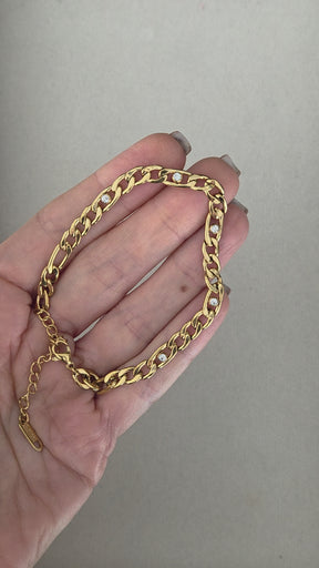 Pulseira Elos 3 por 1 com Zircônia Banhada a Ouro 18k