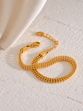 Pulseira 3 Fios com Mini Bolinhas Banhada a Ouro