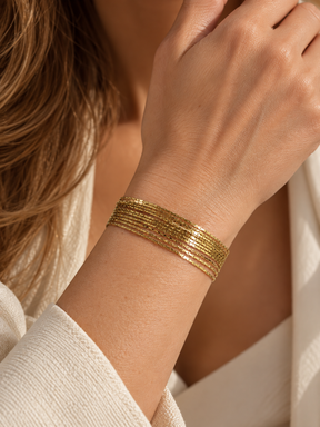 Pulseira Multifios em Aço Banhado a Ouro