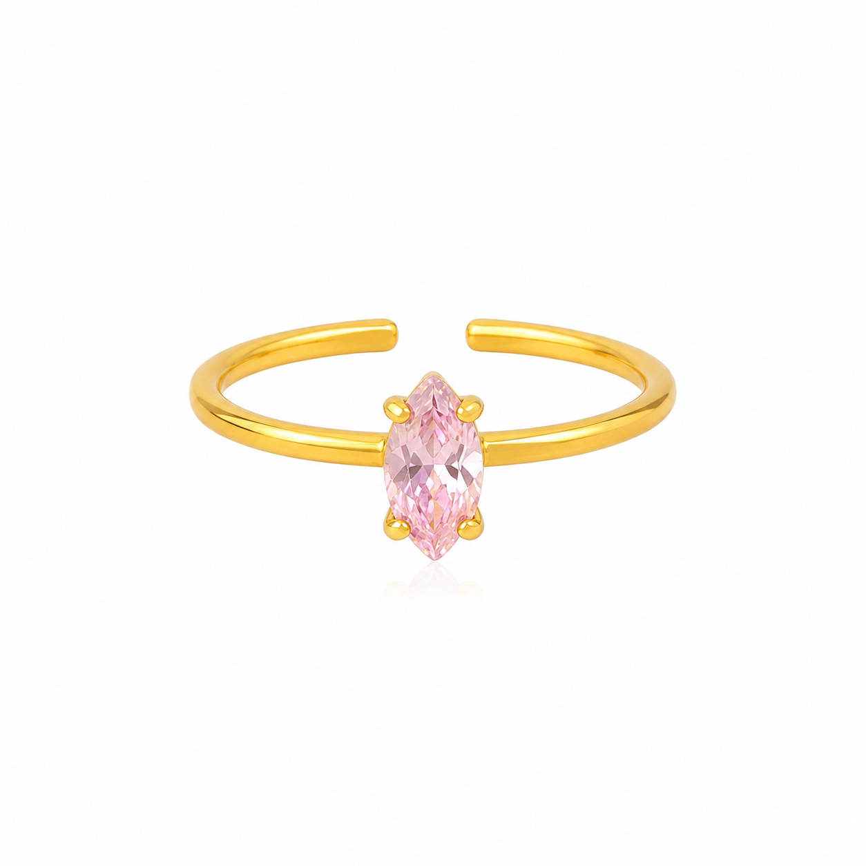 Anel Ajustável Zircônia Rosa Banhado a Ouro 18k