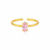Anel Ajustável Zircônia Rosa Banhado a Ouro 18k