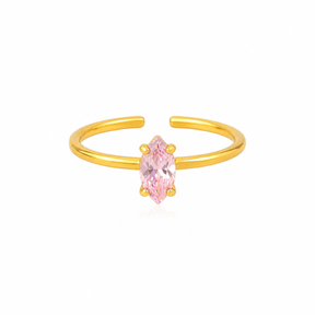 Anel Ajustável Zircônia Rosa Banhado a Ouro 18k