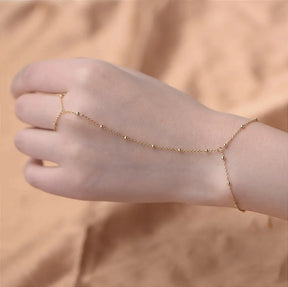 Pulseira de Mão Mini Esferas Banhada a Ouro 18k